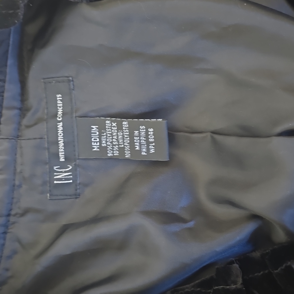 Inc Black Velvet Zippered Blazer Medium - Picture 8 of 10